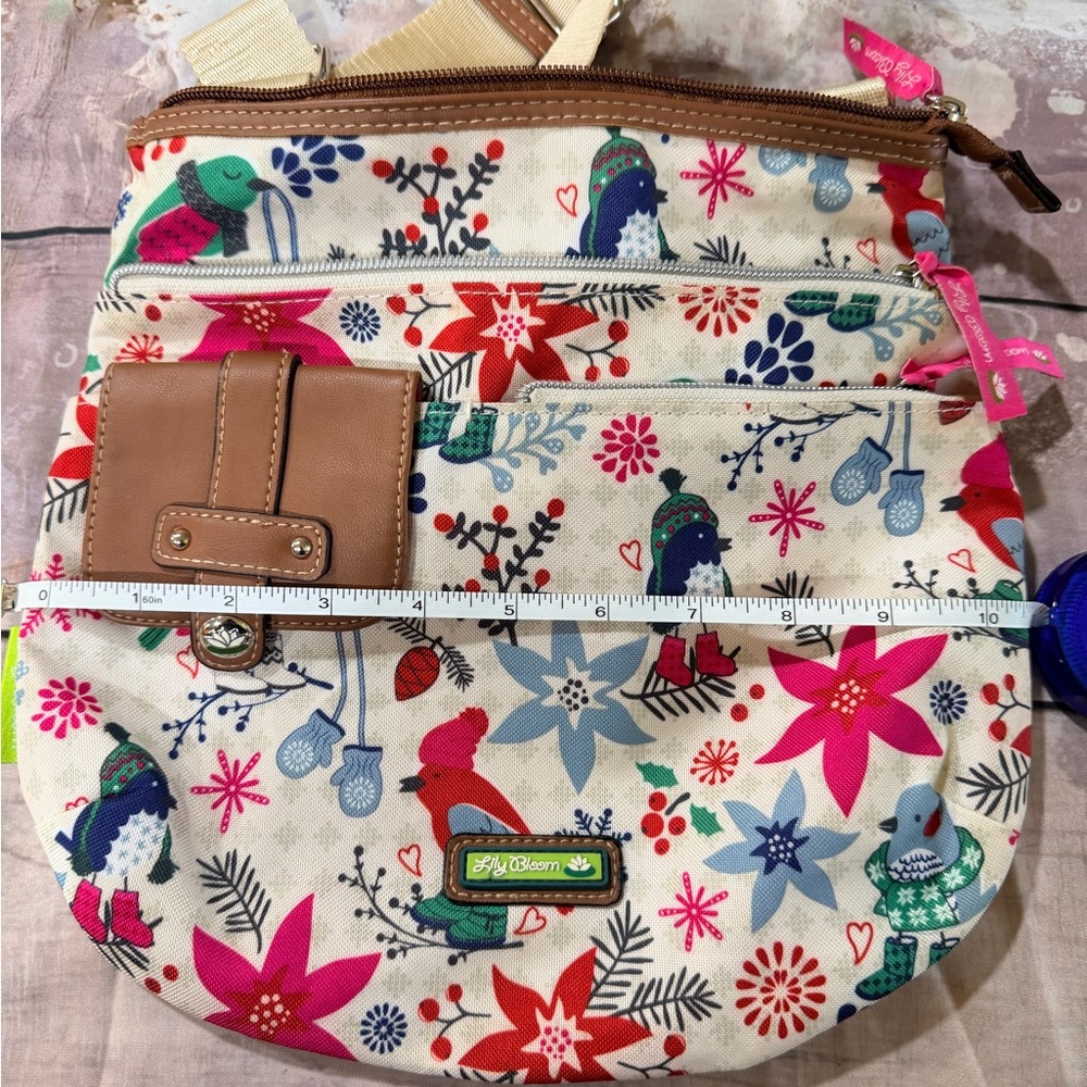 Lily Bloom Cream Crossbody with Colorful Floral & Bird Print